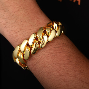 Cadena y <span class=keywords><strong>Pulsera</strong></span> Miami Cuban Link con Cierre Mónaco Chapado en <span class=keywords><strong>Oro</strong></span> <span class=keywords><strong>de</strong></span> 14K y 18K, <span class=keywords><strong>de</strong></span> Latón Sólido Pesado, Joyería Hip Hop <span class=keywords><strong>para</strong></span> Hombres y Raperos - Product Image 3