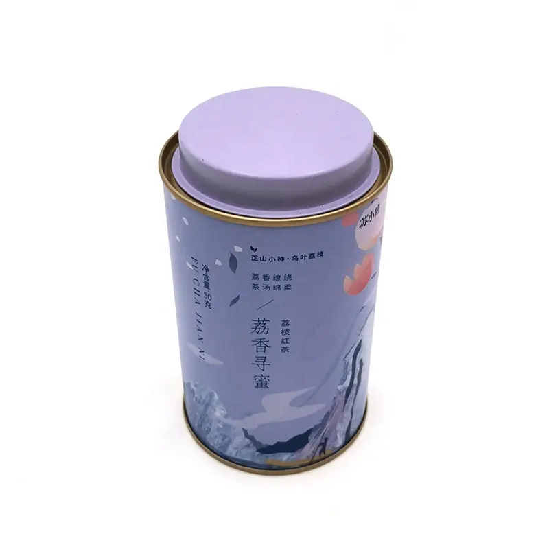 Groothandel 50G Luxe Eco Vriendelijke Ronde Thee Tin Custom Luchtdichte Metalen Verpakking Blikje Box Container Voor Thee Met insert Deksel