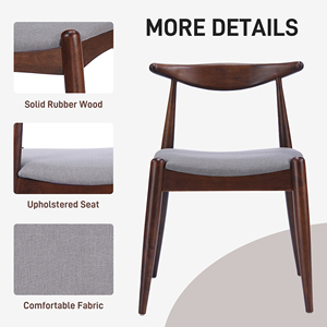 <span class=keywords><strong>Set</strong></span> di 2 sedie da pranzo moderne ed ecologiche in legno di gomma con schienale ergonomico e cuscini confortevoli Noce+Grigio chiaro - Product Image 6