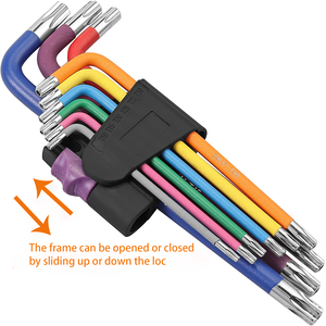 Kit de clés Allen à embout sphérique et <span class=keywords><strong>Torx</strong></span>, 9 pièces, en acier trempé, <span class=keywords><strong>2</strong></span>, 4, 6, 8, 10 <span class=keywords><strong>mm</strong></span>, avec code couleur, embout sphérique long en forme de L - Product Image 5