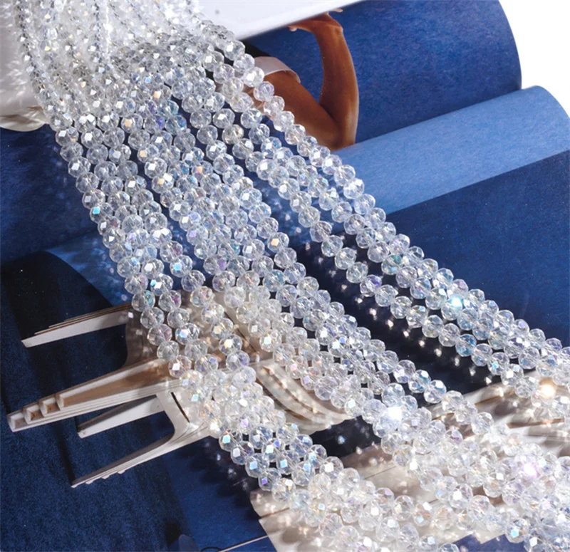 Fashion Faceted Crystal Flat Round Beads 2mm 3mm 4mm 6mm Wheel Rondelle AB Colorful Glass Loose Beads for Jewelry Making