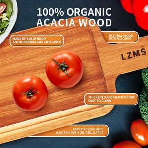 Solid Wood <b>Pizza</b> Tray With Handle Irregular <b>Shape</b> For Home Serving Trays - Product Image 4