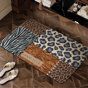 Alfombra de baño rectangular con diseño de animales, absorbente, antideslizante, diseño retro para baños - Product Image 3