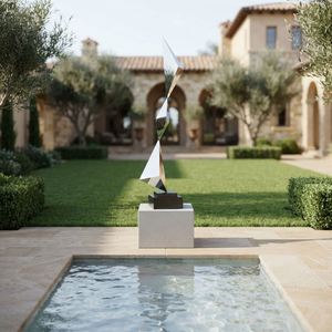 Sculpture en acier inoxydable poli miroir, abstraite, géométrique, moderne, pour extérieur, jardin, cour, décoration artistique, statue en métal, paysage, sur mesure - Product Image 3