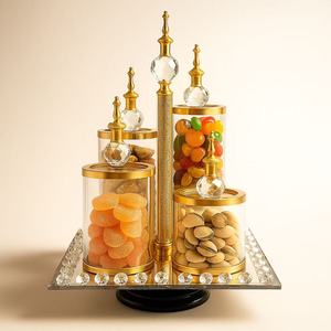 <span class=keywords><strong>Set</strong></span> di Barattoli Decorativi Arabi per Ramadan con Vassoio, Contenitore di Lusso per Caramelle, Decorazione Casa Musulmana Mediorientale, Vendita all'Ingrosso - Product Image 1