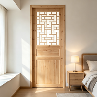 Porte intérieure battante sur mesure en bois massif de sapin avec grille symétrique, porte en bois pratique
