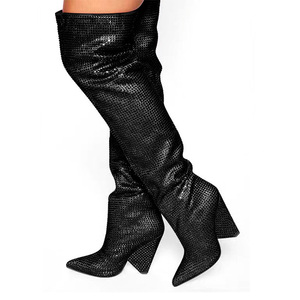 Tapered Heel Luxurious Over the Knee <b>Boots</b> Pleated Designer Style Women Custom Multi Colors Full Rhinestones <b>Boots</b> - Product Image 6