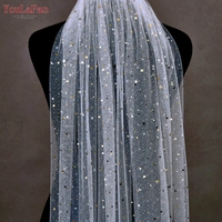 Voile de mariée YouLaPan V184 Romantique, longueur Valse, simple couche, en dentelle transparente avec appliques motifs étoiles et lunes pour femme