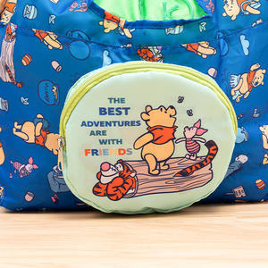 Chine Vente en gros Sac à provisions pliable en polyester d'épicerie réutilisable écologique avec poignée Sac fourre-tout à motif de carton au design personnalisé - Product Image 4