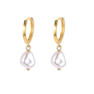 Bijoux fins en vente chaude, argent sterling 925, pendentif en perle baroque irrégulière, boucles d'oreilles créoles pour femmes - Product Image 3