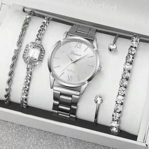 Nuovo Set di Orologi al Quarzo in Acciaio Inossidabile 37mm con Quadrante Analogico in Vetro, Gioielli alla Moda: Collana, Bracciale, Anello, Orecchini - Product Image 2