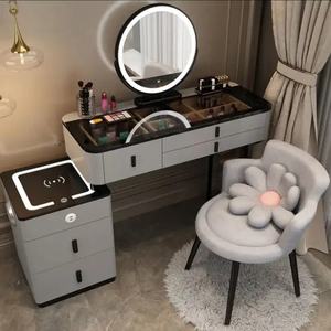 Modern Furniture Vanity <b>Makeup</b> <b>Dresser</b> One Set Design Metal Feet Bedroom Dressing Table With LED Mirror Wireless Charging - Product Image 3