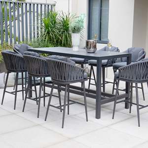 Waterproof Rope Woven Patio <strong>Bar</strong> <strong>Stools</strong> <strong>Garden</strong> <strong>Table</strong> <strong>and</strong> Chairs Hotel Furniture Outdoor Dining Set - Product Image 1