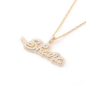 จี้ตัวอักษรโพรวองซ์แบบกำหนดเอง,สร้อยคอประดับเพชร18K สีเหลืองทองจี้ทรงฮิปฮอปหรูหราอุปกรณ์เสริมสำหรับปาร์ตี้ - Product Image 1