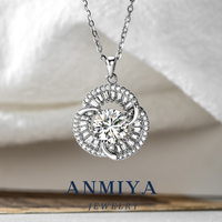 Elegante Collar con Colgante de Halo en Espiral de Plata 925 con Moissanita para Aniversario, Boda, Fiesta, Uso Diario, Regalo de Joyería