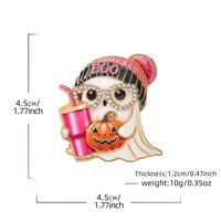 Épinglette fantôme en émail avec chapeau en tricot rose et broche en strass d'Halloween, avec accessoire citrouille pour la décoration de vêtements et de sacs