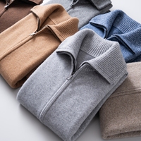 Cardigan d'hiver pour homme 100 % cachemire, col rabattu épais, fermeture éclair, respirant et chaud, adapté à diverses occasions – Fabrication OEM/ODM