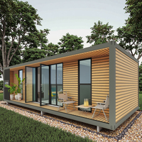 Maison préfabriquée de luxe de 40 pieds, conçue en 3D, étanche, petite maison de vacances en acier avec 2 chambres, couleur bois