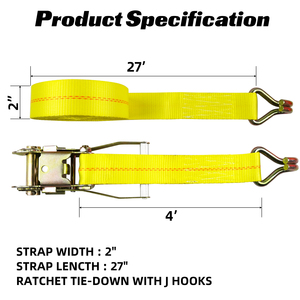 5 tấn phá vỡ SỨC MẠNH 2 inch Ratchet Tie xuống dây đai với móc mạnh mẽ Webbing cho xe tải & Cargo-Bền & thời tiết kháng - Product Image 3