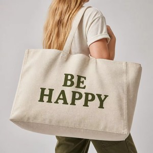 <b>Large</b> Canvas <b>Tote</b> <b>Bag</b> Heavyweight Cotton Reusable Printed Shopping <b>Bag</b> with Front Pocket for Women Grocery Work Daily - Product Image 1