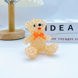 Multi Colors Glass Beads Keyrings Customize Accepted Cartoon 6mm Acrylic Beads Handmade Bag Charm <b>Cute</b> Bowknot <b>Bear</b> Keychains - Product Image 5