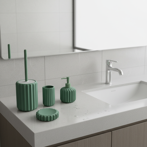 Juego de Accesorios de Baño Hengfei de 6 Piezas Plateado, Dispensador de Loción, Vaso, Jabonera - Cerámica, Porcelana, Dolomita - Product Image 3