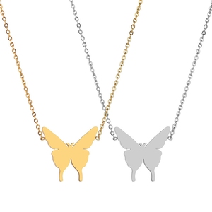 Collier avec pendentif papillon en acier inoxydable plaqué or 18 carats, chaîne à maillons tendance, gravure au laser personnalisée, pour anniversaire - Product Image 6