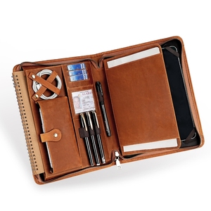 Sac pour ordinateur portable d'affaires en cuir imperméable amélioré avec poche zippée, housse pour ordinateur portable durable personnalisée pour le travail quotidien - Product Image 1