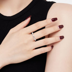 Dylam elegante Design semplice S925 argento placcato rodio vestito quotidiano a forma <span class=keywords><strong>di</strong></span> barra 5A Cubic Zirconia <span class=keywords><strong>promessa</strong></span> anelli da <span class=keywords><strong>donna</strong></span> - Product Image 3