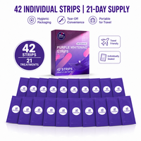 Bandes blanchissantes personnalisées OEM avec logo, certifiées CE, gel PAP violet, goût menthe, 21 sachets de traitement, non irritants pour usage domestique
