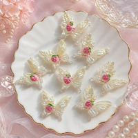 Pendentif Papillon Fraise Lumineux Scintillant Double Couche en Résine 3x3.7cm Qijun pour Bijoux DIY
