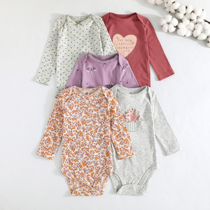 Ropa de Bebé de 6 a 24 Meses, Unisex, Mono con Lindo Estampado de Dibujos Animados, Traje para Gatear para Bebés e Infantes, 100% Algodón, Conjunto de Cinco Piezas, Otoño, de Fábrica - Product Image 1