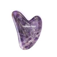 Pierre d'améthyste anti-âge planche Gua Sha noire Aventurine verte outil Guasha pour les soins de la peau Massage lifting réduction de la Cellulite