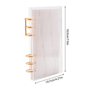 Nuevo Anillador DIY de 6 Anillas Redondas de Metal Dorado Impermeable para Hojas Sueltas, con Papeles Interiores Forrados, A5 <span class=keywords><strong>A6</strong></span>, Cubierta Transparente de Acrílico para Cuaderno - Product Image 2