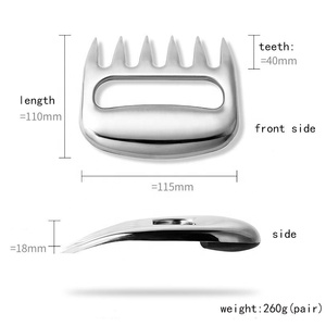 Séparateur de viande en acier inoxydable écologique pour aliments cuits, outil de découpe et de déchiquetage de dinde et de char <span class=keywords><strong>siu</strong></span>, type griffe d'ours - Product Image 6