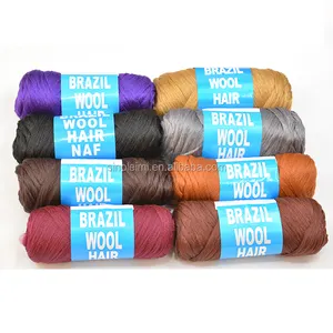 Venta al por mayor brasileño pelo de lana de pelo africano hilo trenzado de baja temperatura ignífuga de fibra sintética para trenzar