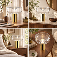 Lampe de table moderne de style boutique, abat-jour en verre, base en métal noir, lumière E27 pour chambre à coucher, salon, hôtel, console, décoration