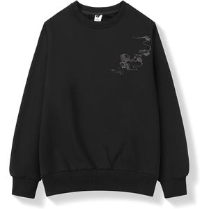 เสื้อสเวตเชิ้ตคอกลมปักลายมังกรสำหรับผู้ชาย FOXA ทรงปกติ ผ้าถัก - Product Image 4