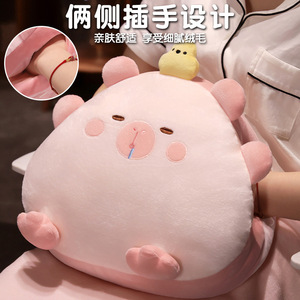 Coussin en peluche Capybara doux avec couverture intégrée 2-en-1, <span class=keywords><strong>jouet</strong></span> en peluche, décoration de canapé, coussin de siège de bureau, cadeau mignon - Product Image 3