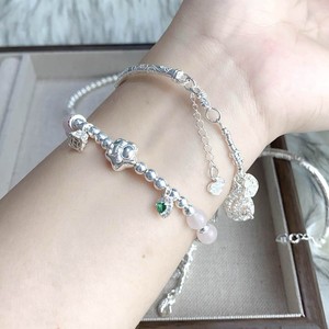 Pulsera de Jade Hetian de Plata Pura 999 con Engaste de Bisel en Forma de Campana, Joyería para Uso Diario de Mujer F-005 - Product Image 1