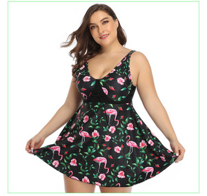 Costume da Bagno con Stampa Fenicotteri Nero Due Pezzi Tankini Taglie Forti Vintage con Pantaloni 2024 Abbigliamento da Spiaggia - Product Image 4