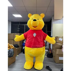 Fantasia de mascote de urso amarelo inflável para decoração de casamento comercial adulto, material personalizado para festa de Halloween, de alta qualidade