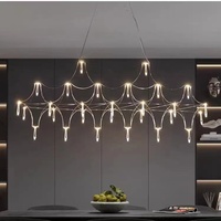 Lustre moderne de luxe en cristal, suspension LED de taille moyenne, finition chromée, éclairage pour maison et bureau – Offre spéciale