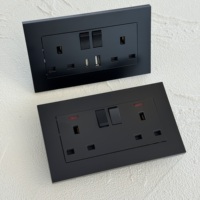 Interrupteur mural électrique double 13A/16A 220V USB/Type-C en plastique mat blanc/noir/gris, 250V, moderne, IP20, pour le Royaume-Uni