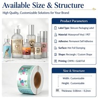 Autocollants pour soins de la peau avec estampage à chaud en marque privée, étiquettes autocollantes en PET imperméables pour l'emballage de flacons de sérum cosmétique