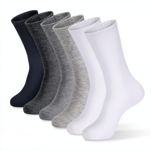 Wholesale Solid Pure White <b>Compression</b> Sports Terry <b>Socks</b> Breathable Crew Height aramid <b>Socks</b> - Product Image 1