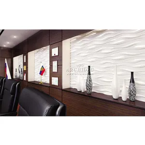 20 ans fabricant haute qualité bureau de luxe moderne mur 3 dimensions Russe style océan ondulés décoratif panneaux muraux