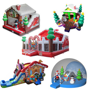 Maison gonflable de Noël avec toboggan et décor de bonhomme de neige Location de fête de vacances - Product Image 2