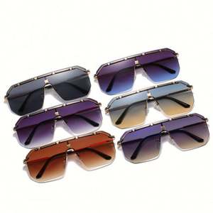 Nouveautés 2021, lunettes de soleil vintage en métal pour hommes, lunettes de soleil carrées sans monture UV400 - Product Image 5