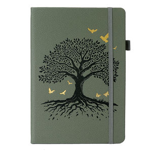 Cuaderno de diario personalizado negro con rayas, cuaderno de tapa dura de cuero A5, logotipo personalizable - Product Image 5